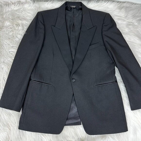 After‎ Six Men's Black Formal One Button Minimalist Tuxedo Prom Suit Coat 41 S - Picture 1 of 10